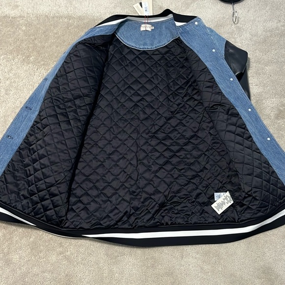NWT Alice and Olivia Sadie oversized varsity Jean jacket - Picture 3 of 7